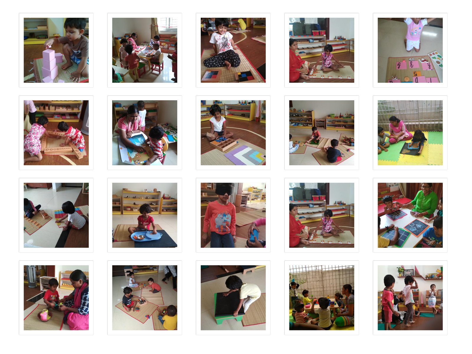Children engaged in Montessori work cycle at Kalpavrikshalaya